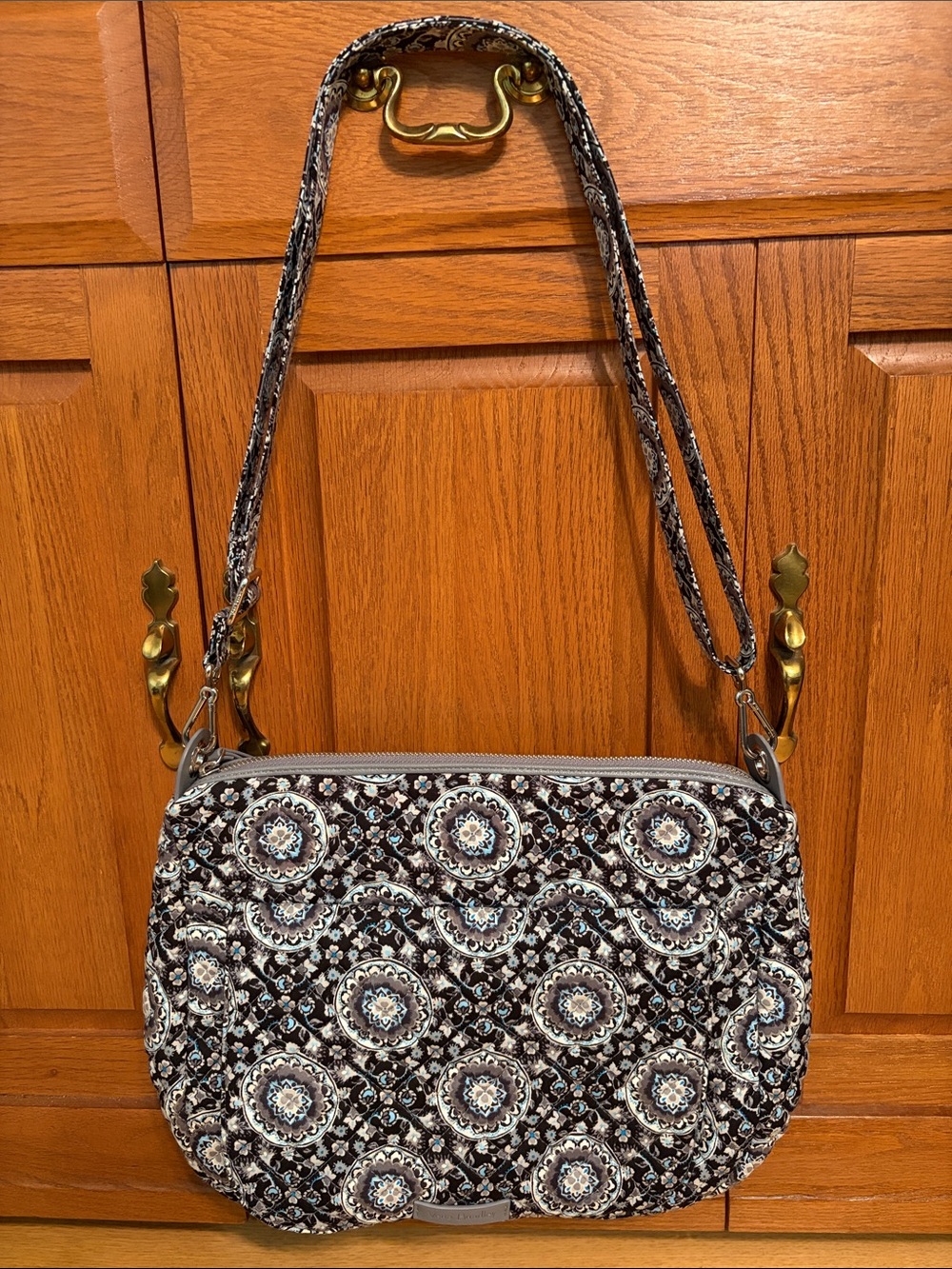 Vera Bradley Charcoal Medallion (Retired) Carson Crossbody Black.Gray,Blue NWOT